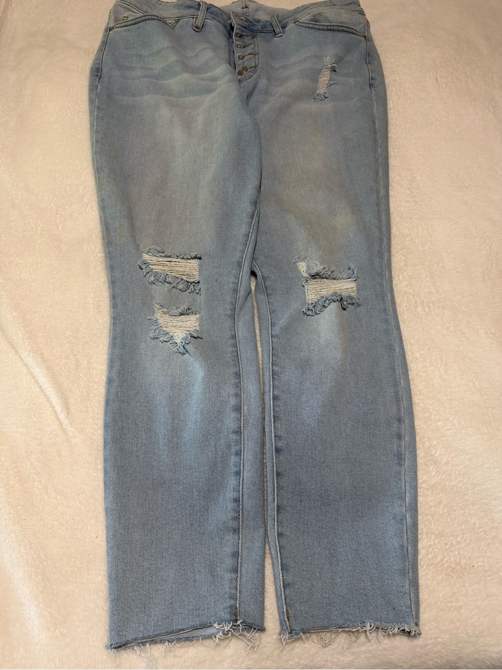 Light Blue Distressed High-Waist Women’s Jeans